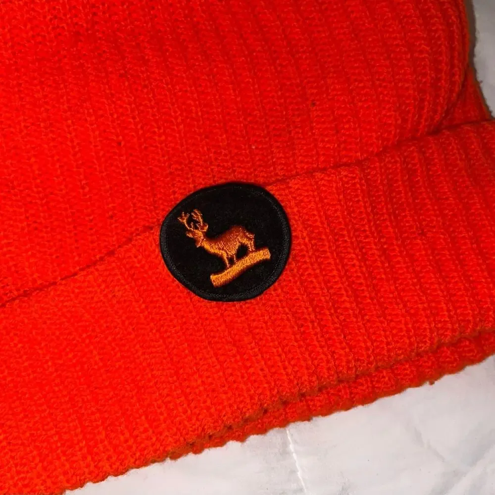 Orange Knit Beanie w/ Deer Logo • Hunting